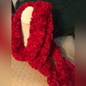 Red Faux Fur Scarf (68”)